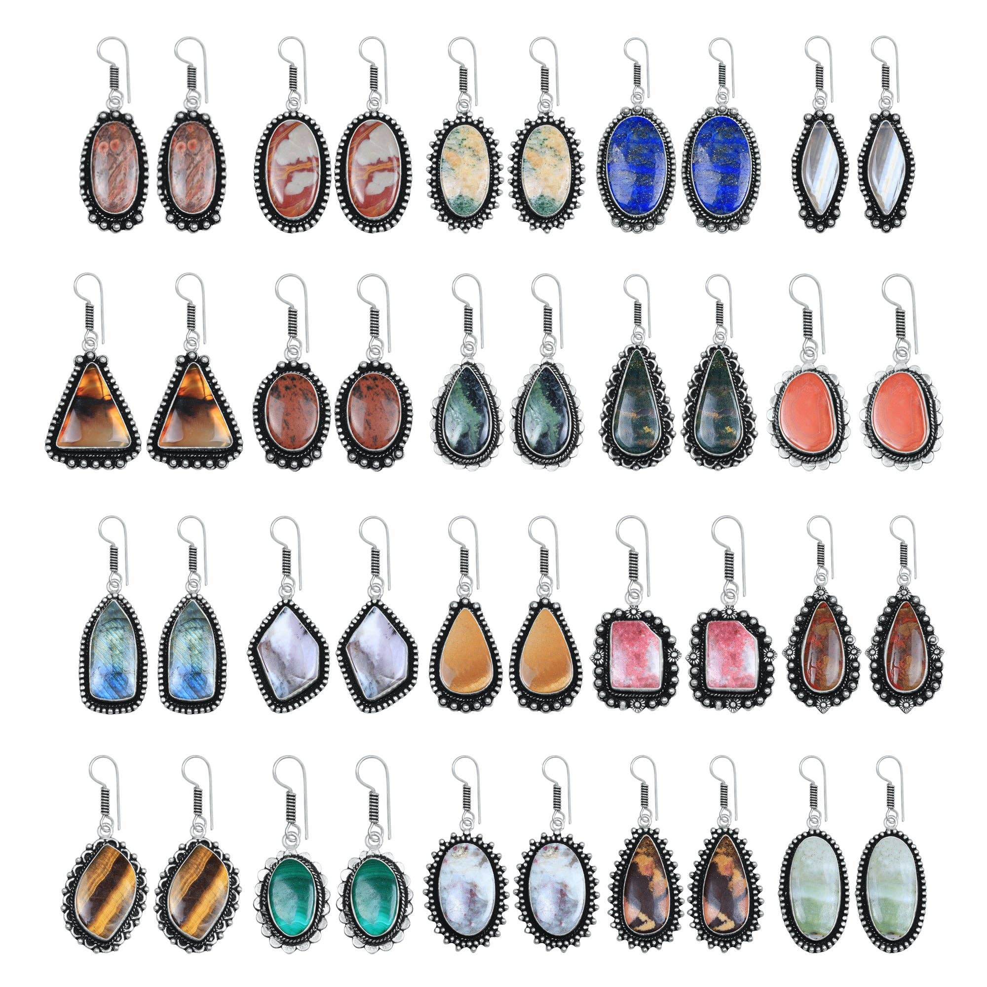 Handmade Jewels - Wholesale Dangle Earrings - Boho Crystal Earrings For Women - Silver Plated, Designer, Chic, Assorted And Wholesale0