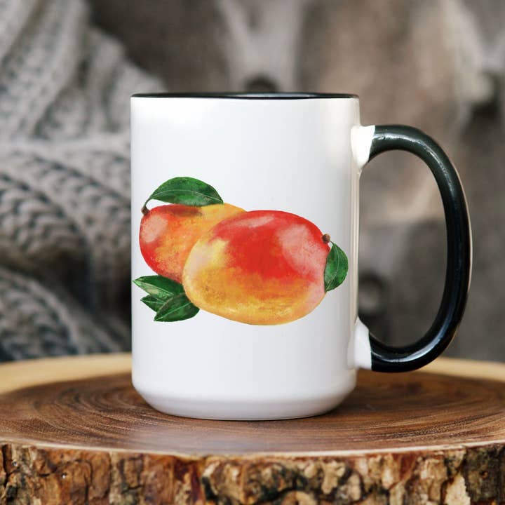 MerikaArt - Wholesale Coffee Mug - Vibrant Mango Mug with Tropical Fruit Art4