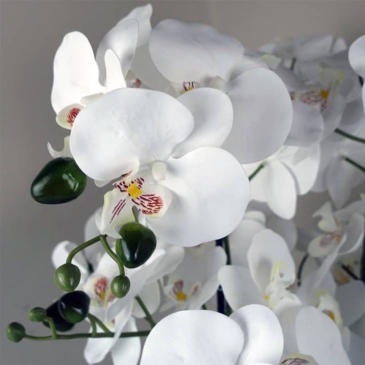 Leaf Design UK LTD โ wholesale Artificial flowers โ Orchid White Gold Ceramic Planter3