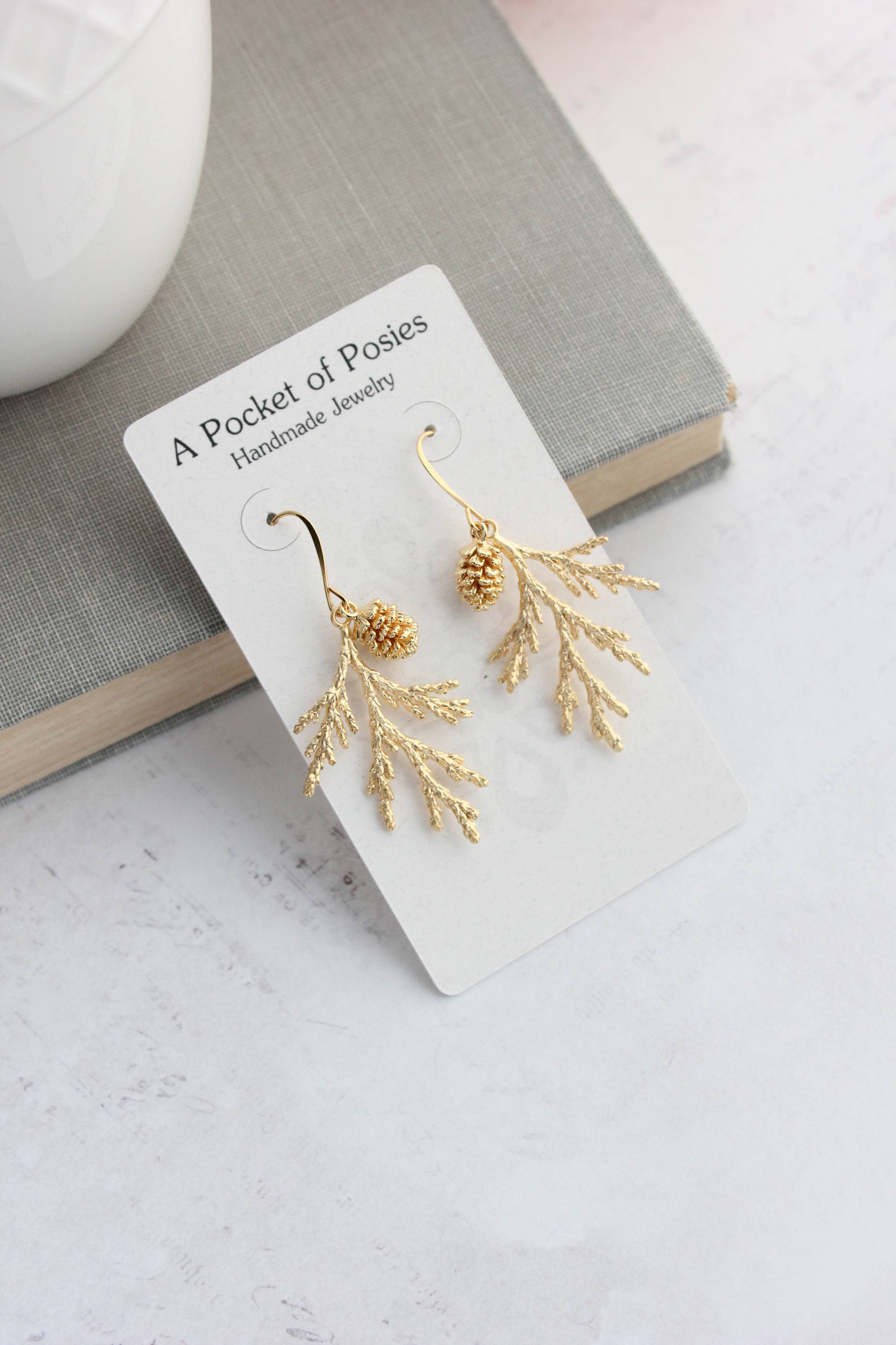 A Pocket of Posies - Wholesale Dangle Earrings - Cedar Earrings | Branch Earrings | Unique Gold Earrings2