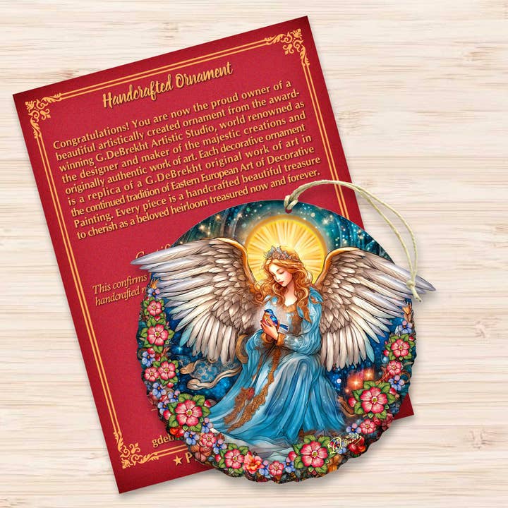 Designocracy - Wholesale Ornament - Guardian Angel Serenity Holiday Wooden Ornaments DeBrekht