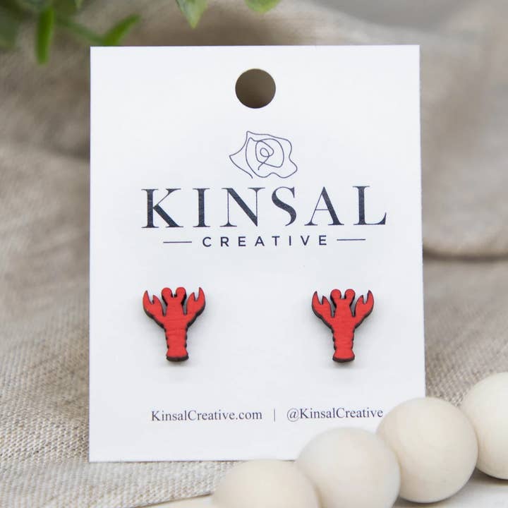 Clous d'oreilles en bois de pour la vente par Kinsal Creative