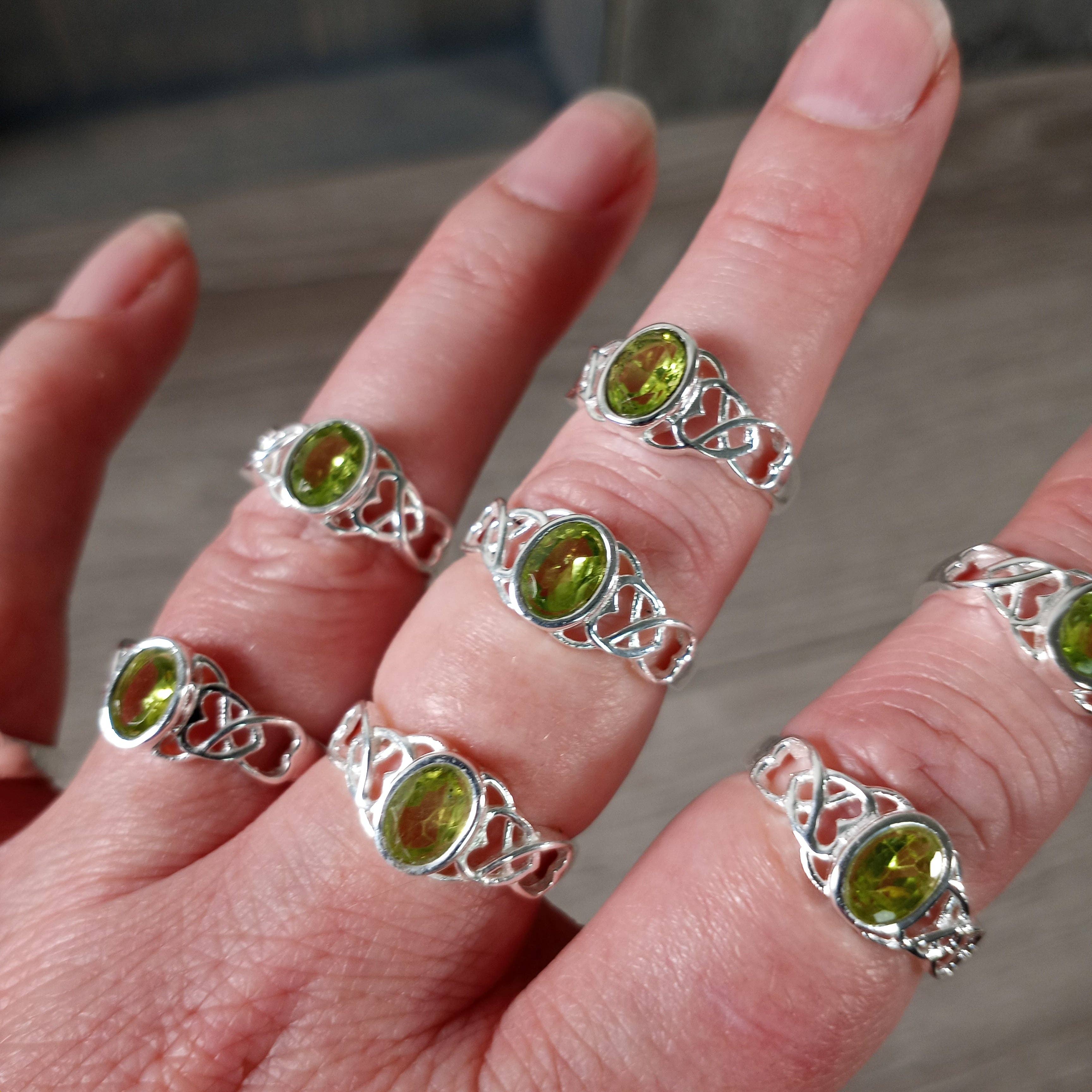 Keystone Crystals - Wholesale Single Stone/Solitaire Ring - Gemstone Ring Sterling Silver 925 Double Heart Band1