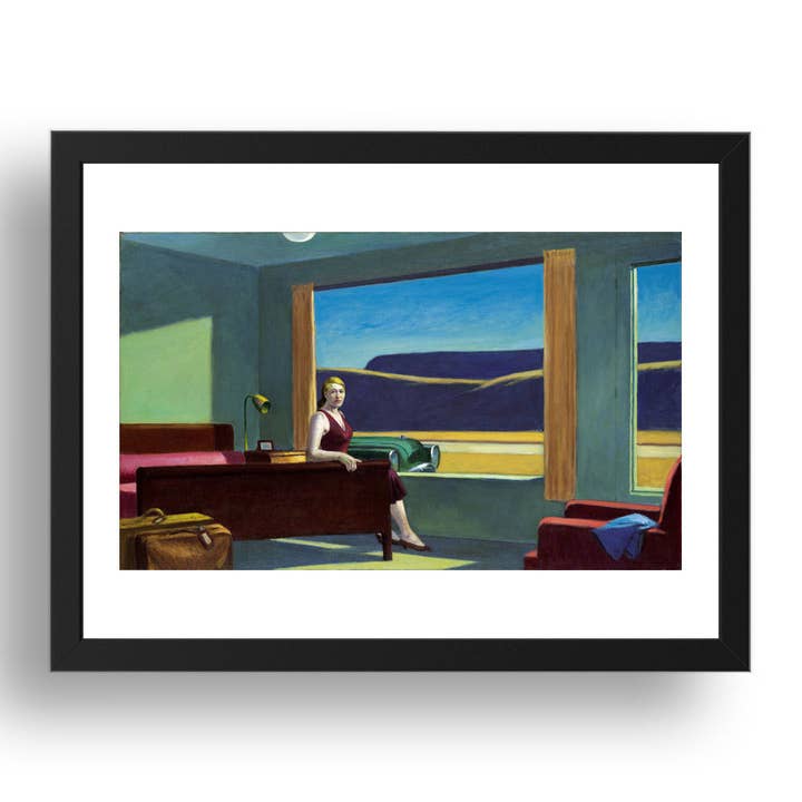 Western Motel di Edward Hopper, Poster d'Arte Incorniciato per la vendita all'ingrosso da parte di PERIOD PRINTS