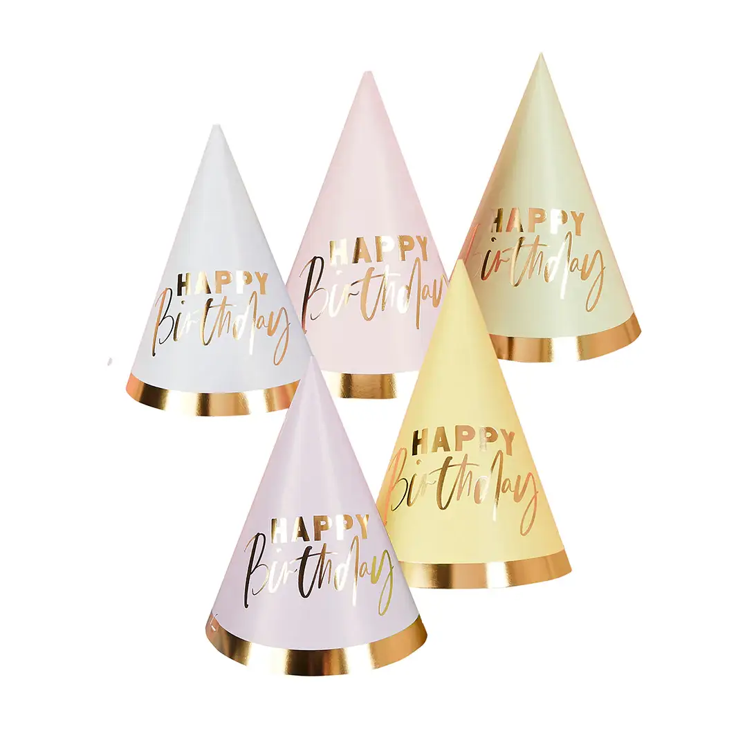 Hootyballoo by Club Green – wholesale Party hat/crown – Pastel 'Happy Birthday' Party Hats 10 Pack1