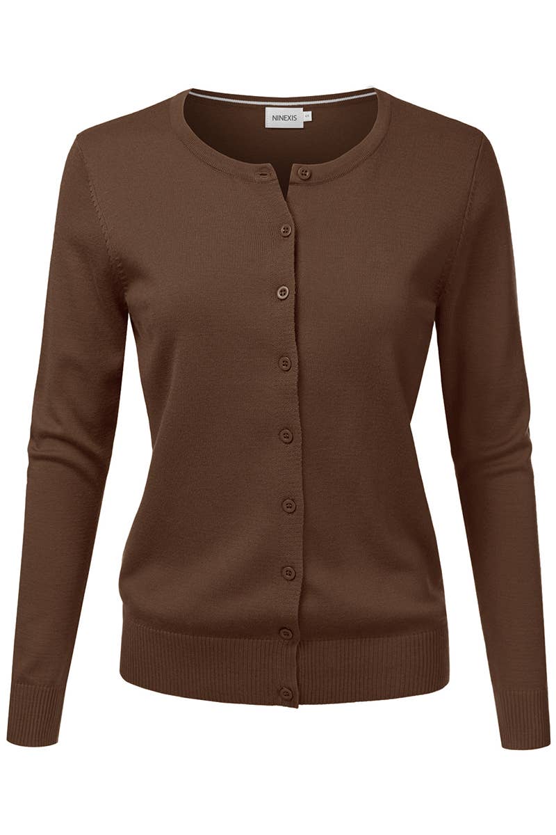NINEXIS - Vente Cardigan – femme - AWOCAL310_Chandail à manches longues en tricot doux boutonné23