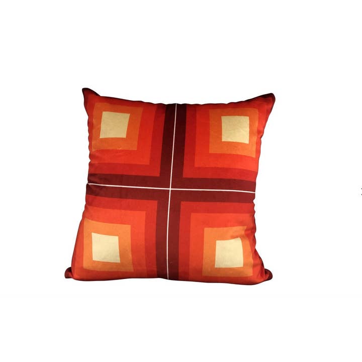 Contemporary Handmade Orange Velvet Geometric Pillow for wholesale by Magic Hill - Mercantile