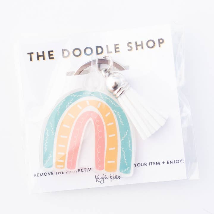 Bright Rainbow Keychain for wholesale by The Doodle Shop