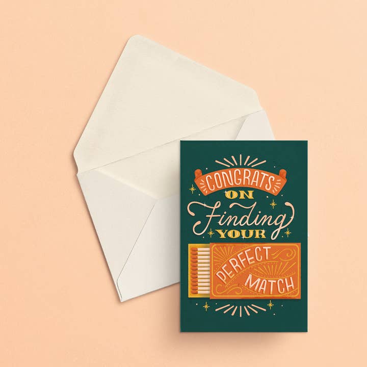 Congrats on Finding Your Perfect Match Greeting Card for wholesale by Beka Gene Studio