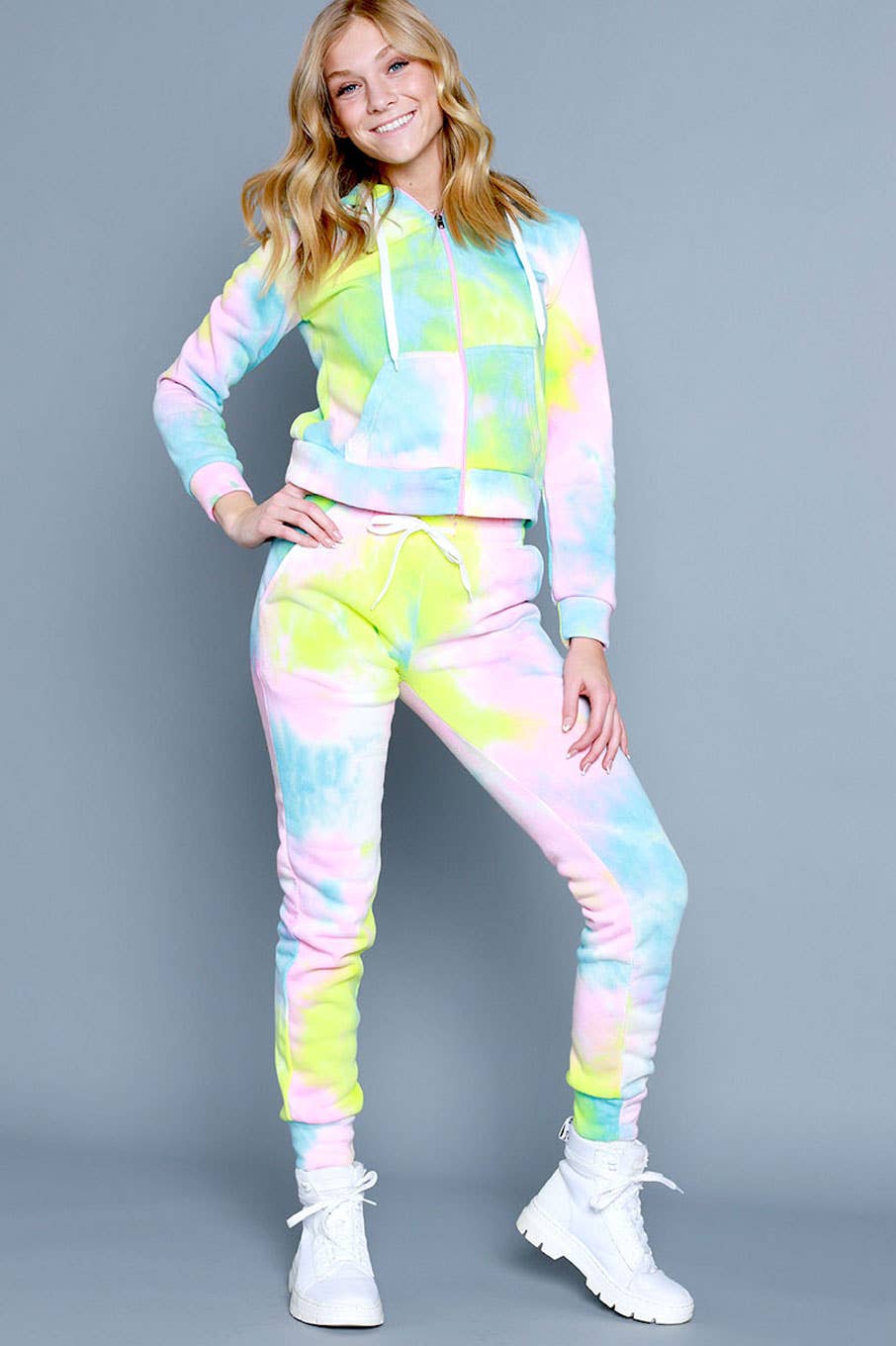 RAINBOW 2BFREE FLEECE PLUS TIE DYE ZIP UP SWEATSUIT for wholesale on Faire5