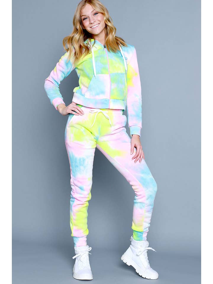 RAINBOW 2BFREE FLEECE PLUS TIE DYE ZIP UP SWEATSUIT for wholesale on Faire5