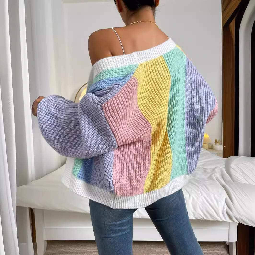 Fashion Combination - Wholesale Knit Sweater - Women's - temperament knitted cardigan  lazy sweater8