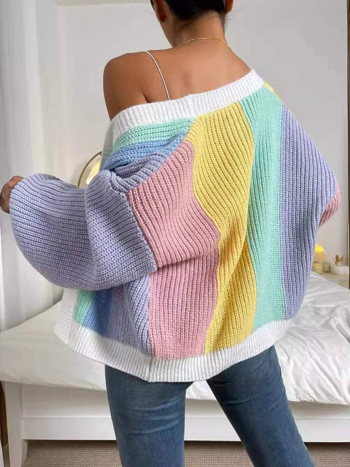 Fashion Combination - Wholesale Knit Sweater - Women's - temperament knitted cardigan lazy sweater8