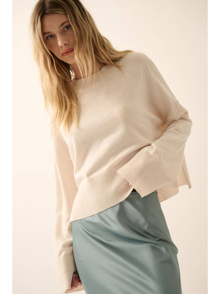 Promesa USA - Vendita all'ingrosso Maglione tricot - Donna - Maglione ampio a maniche larghe in maglia solida