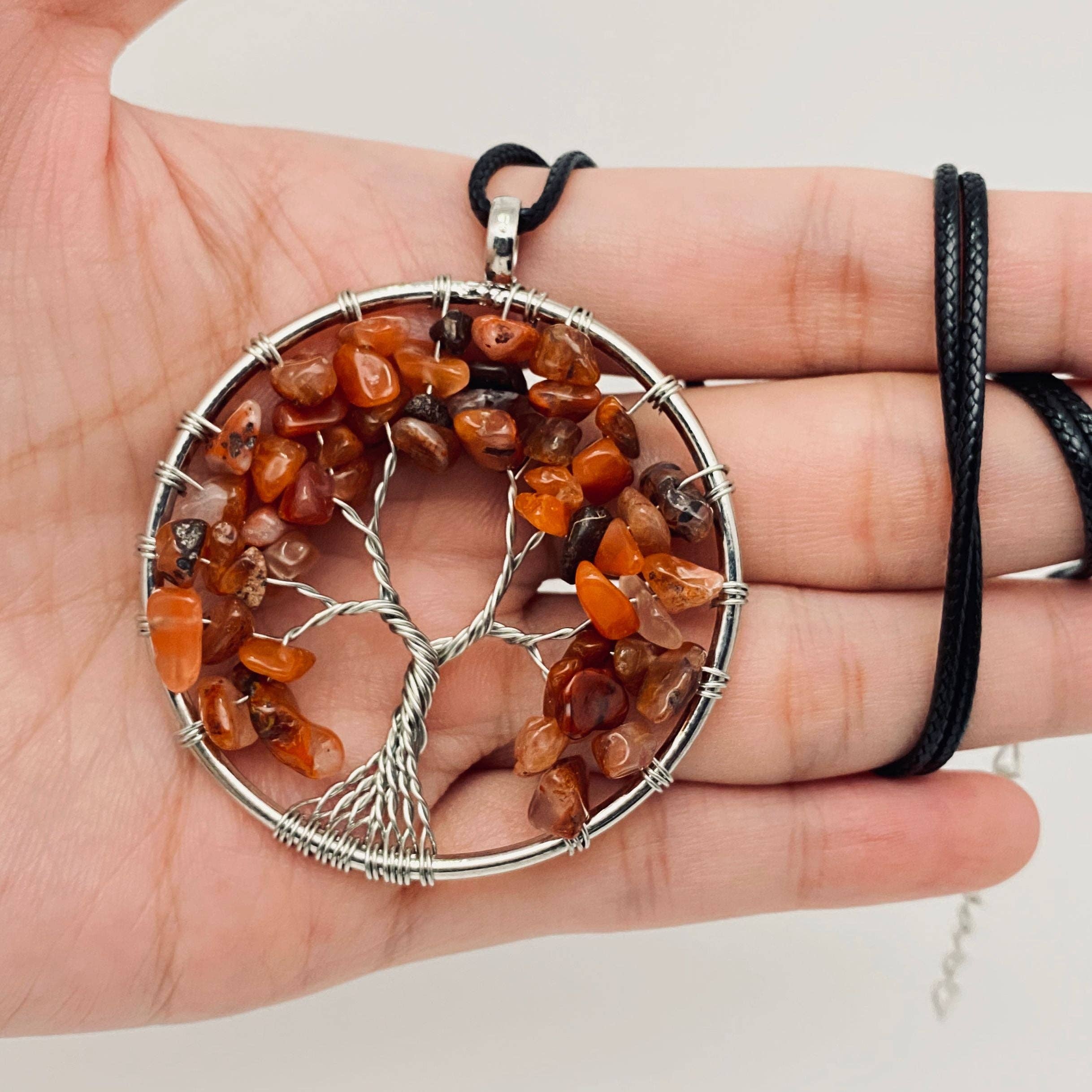 Mio Queena - Wholesale Pendant/Charm Necklace - Handmade Tree of Life Gravel Natural Stone Necklace0