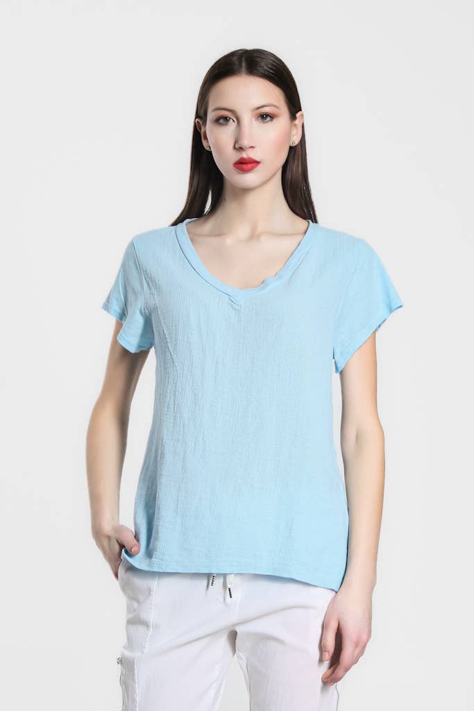 TINA Stephens Italy/Tees By Tina - Wholesale Blouse - Women's - Nola Cotton/Linen V-Neck Top (BSS207)1