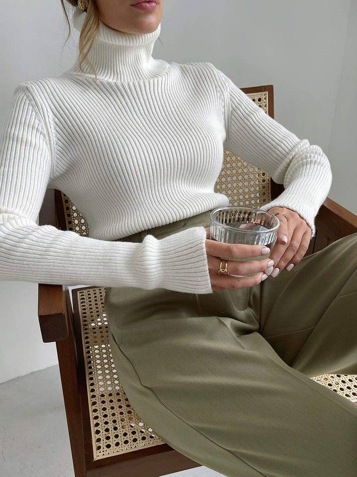 Sweetkama - Wholesale Knit Top - Women's - Sweetkama Collar Solid Color Women Daily Knit Top0