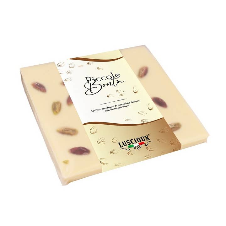 LUSCIOUX - OMNIA GROUP SRL - Wholesale Chocolate Bar - Square White Chocolate and Pistachio Cake | 100g