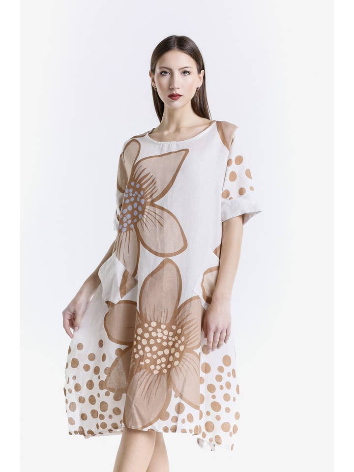 TINA Stephens Italy/Tees By Tina - Wholesale Dress - Women's - April Large Flower Pocket Dress (DSS165L)