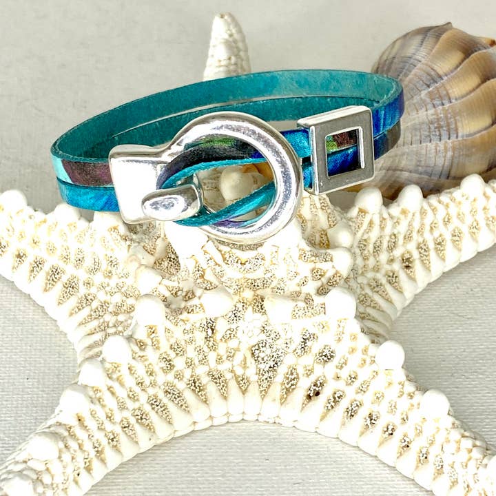 Jackie Gallagher Designs - Handmade Coastal Jewelry - Wholesale Armband - Aquarel cirkelsluiting lederen armband2