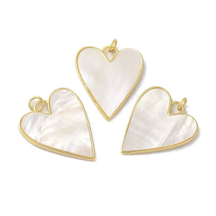 Mother of Pearl Heart Charm | Shell Heart Pendant for wholesale by Designs by KaraMarie