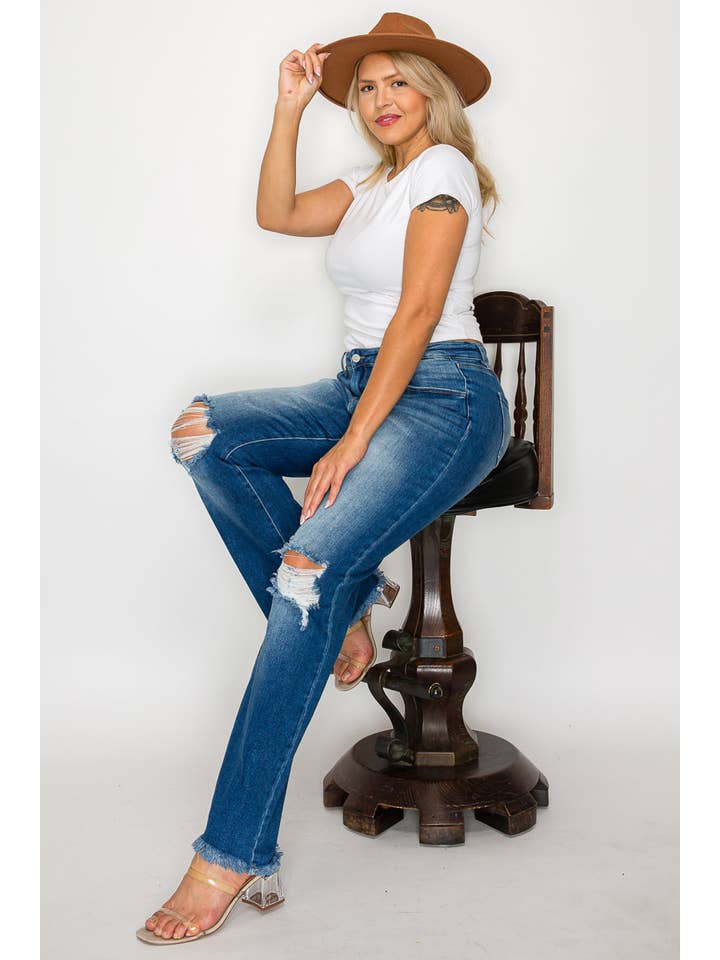 Blu TAGLIA FORTE A VITA ALTA TAGLIO A STIVALE # BT5005X in vendita all'ingrosso su Faire14