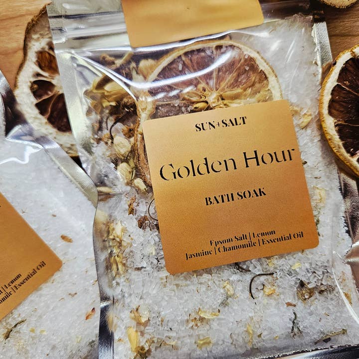 Golden Hour Bath Soak | Fall Exclusive Bath Salt Single Use and other Purchase Wholesale golden autumn. Free Returns & Net 60 Terms on Faire trending on Faire.