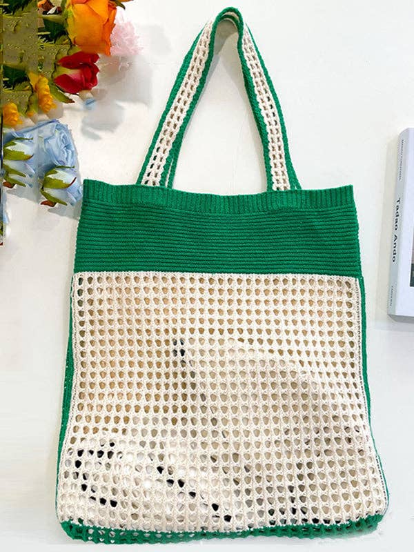 UZ Wholesale Store – wholesale Beach bag – Beach Contrast Color Hollow Bags Accessories4