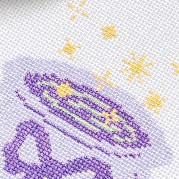 Cotswold Co Designs - Wholesale Embroidery/Cross Stitch Supplies - Magic Cauldren Halloween Needlepoint Canvas, 18 mesh, 4x4” design, modern trendy needlepoint canvas, bow Halloween needlepoint3