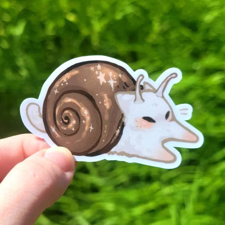 Tiny Cat Vinyl Sticker – Summer - Snail for wholesale by Katrina Wold Art