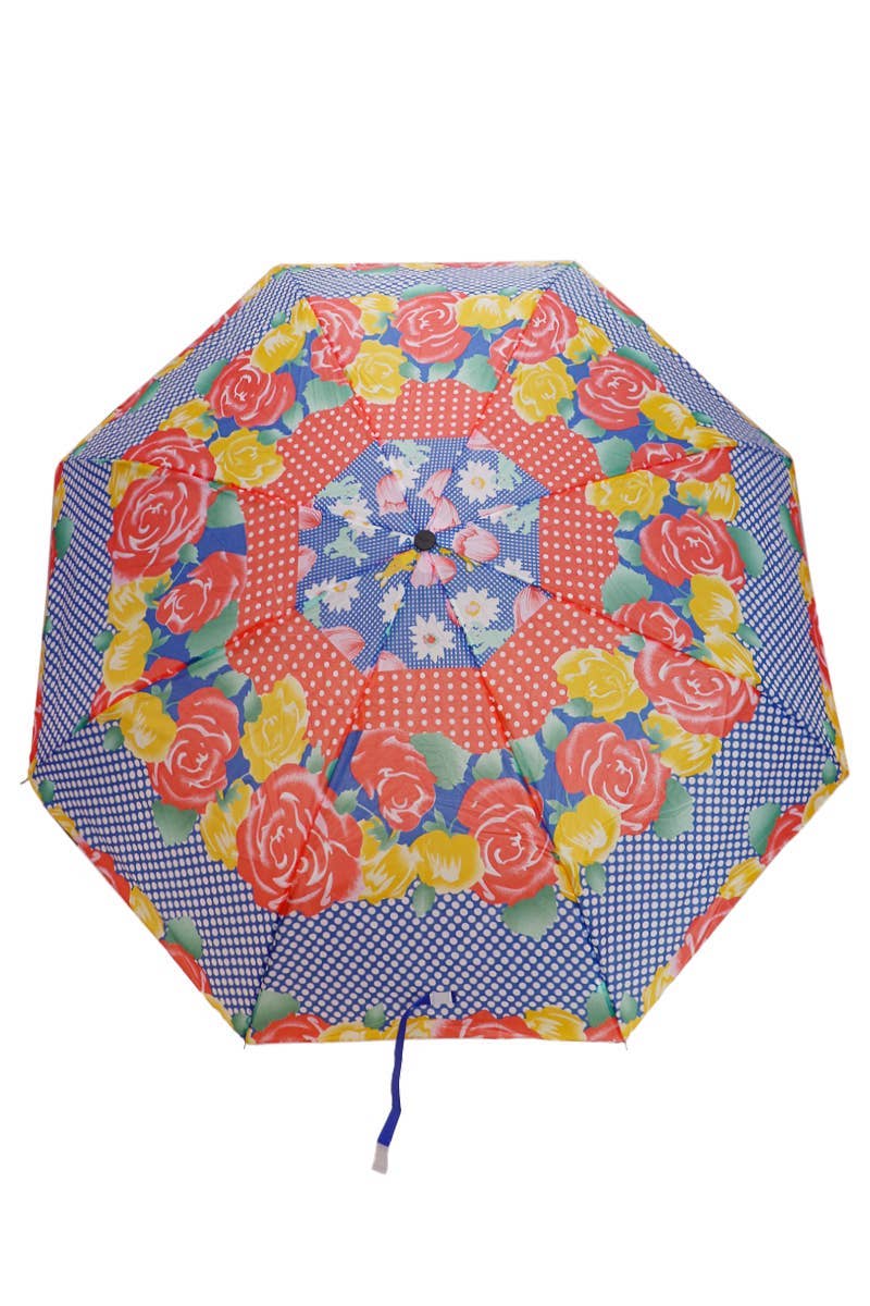 ASSORTITI Ombrello da viaggio compatto con stampa floreale, apertura manuale in vendita all'ingrosso su Faire9