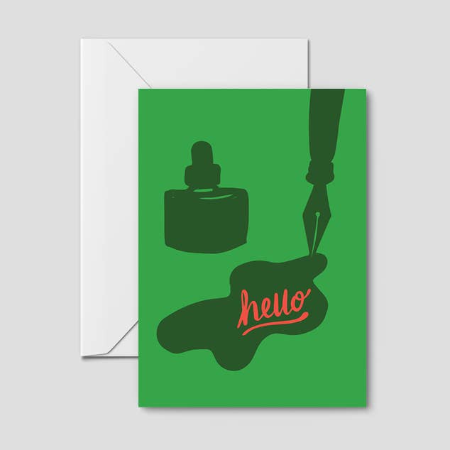 Inkwell Hello Greeting Card for wholesale by Heartfelt Hello