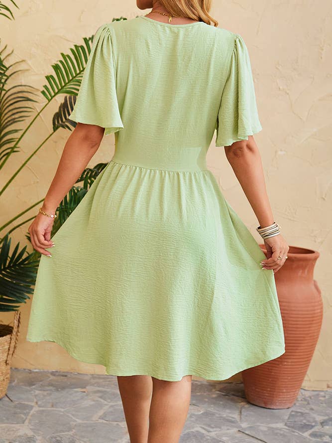 Comely Fashion – wholesale Klänning - Dam – Flödig sommarklänning med V-ringade ärmar13