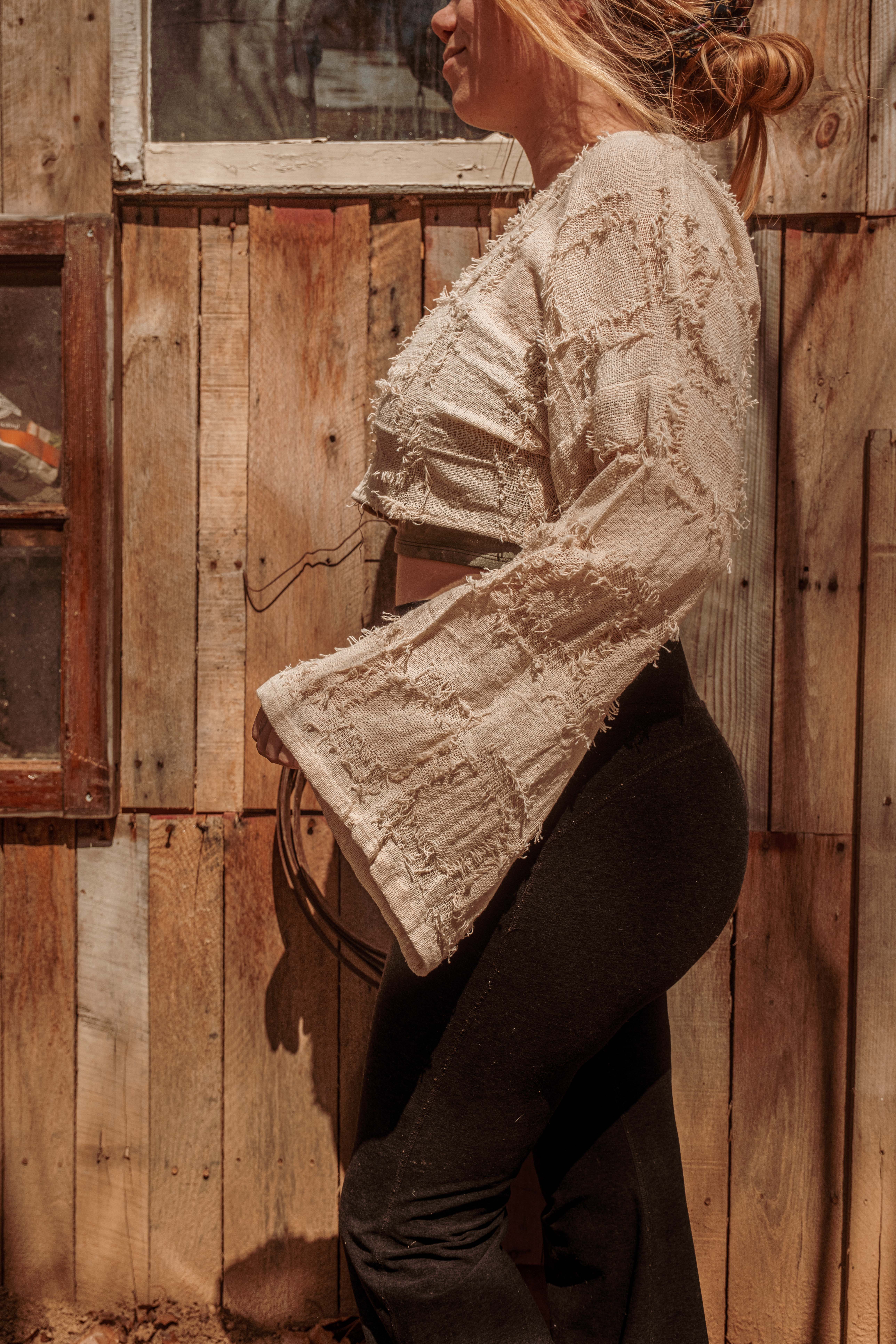 Gardenbelle Shop - Wholesale Blouse - Women's - Grunge Boho Style Bell Sleeve Crop Top, Mesh Summer Top4