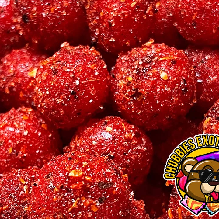 CHUBBIES EXOTIC SNACKS - Wholesale Gummy - Cherry Sours : Dulce Enchilados - Spicy Candy - Chamoy Candy