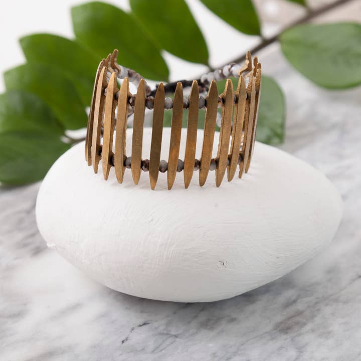 Brass Beaded Bracelet with Brass Strands for wholesale by Baizaar