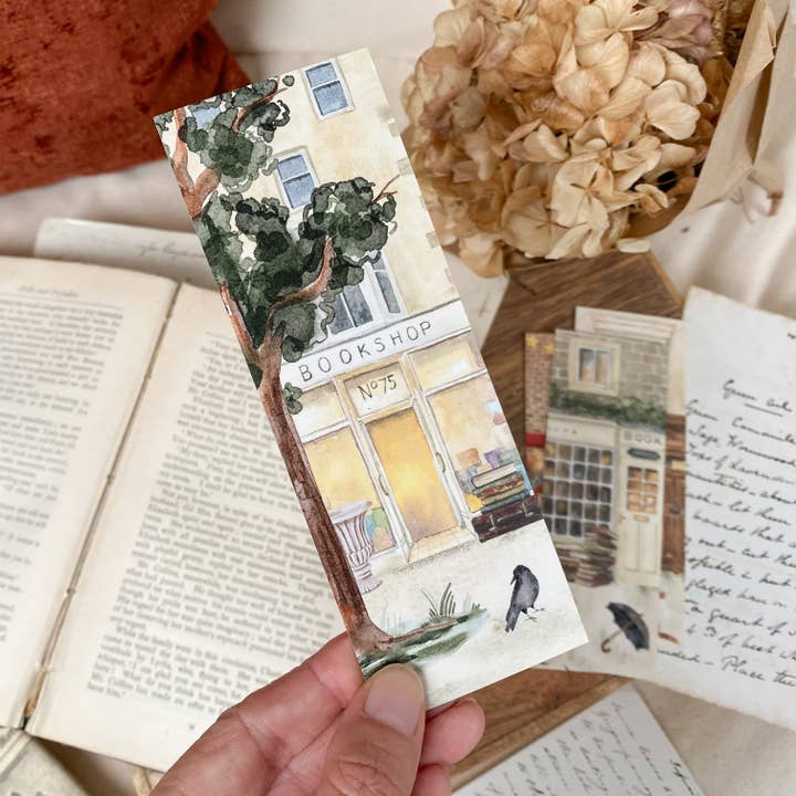 Bookshop Storefront in Summer Bookmark for wholesale by Literary Craft Parlour