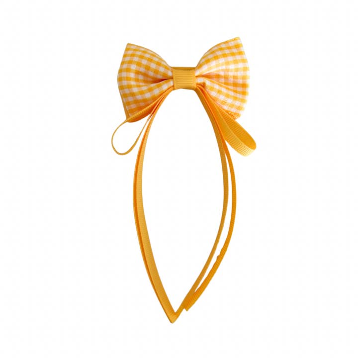 Poppet Locks - Wholesale Hair clip – Child - Yellow Gingham Ribbon Clip - 2-5” x 5”