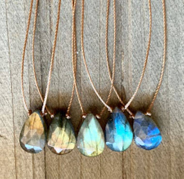 Merelani Designs - Wholesale Pendant/Charm Necklace - Labradorite Faceted Teardrop Necklace2