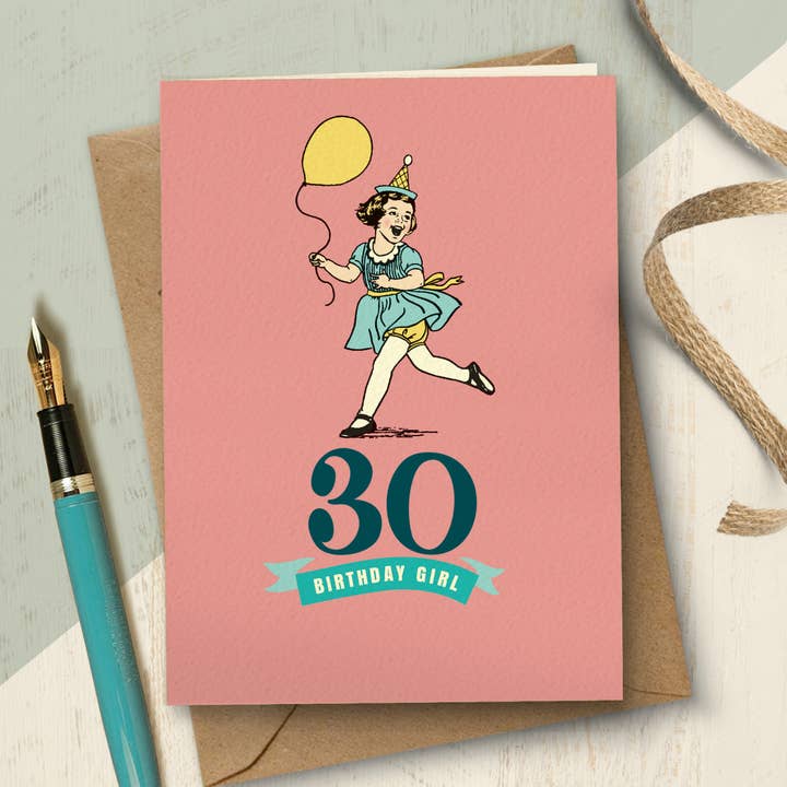 YAH230 30th birthday card, 30 Birthday girl for wholesale by The Typecast Gallery
