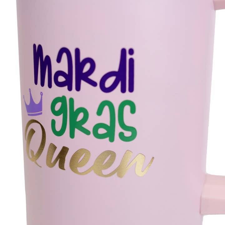 The Royal Standard - Wholesale Insulated Mug/Tumbler - Mardi Gras Queen Tumbler Pink/Multi 40oz