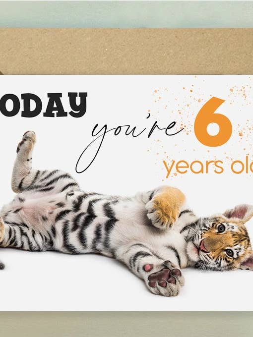 Tiger Cub Playful - 6th Birthday Card for wholesale by The Wildlife Library