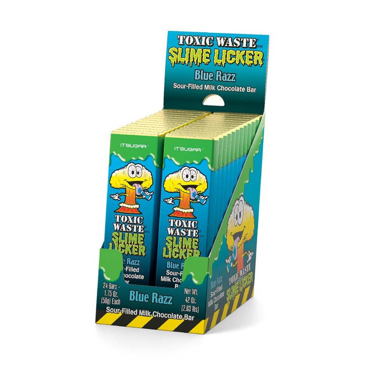 I Got Your Candy – wholesale Chocolate bar – Toxic Waste Slime Licker Blue Rasp Chocolate Bar 1.75oz - 24ct