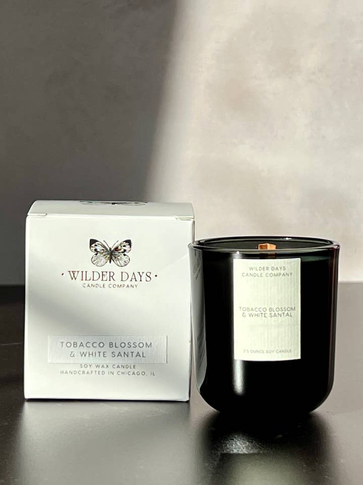 Tobacco Blossom & White Santal — 2.5 oz Mini Soy Candle for wholesale by Wilder Days Candle Company