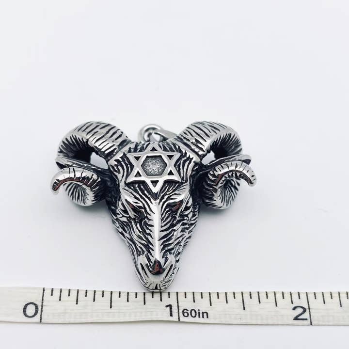 Mio Queena – wholesale Pendant/charm necklace – Satan Hexagram Goat Head Stainless Steel Charm - MJ/MNP