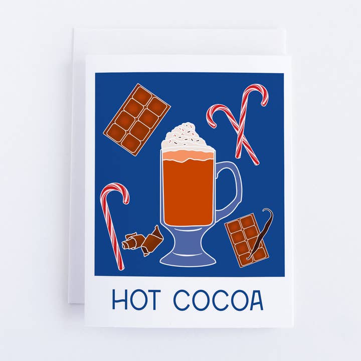 Cheers - Hot Cocoa Greeting Card for wholesale by Bean Horse Car Designs