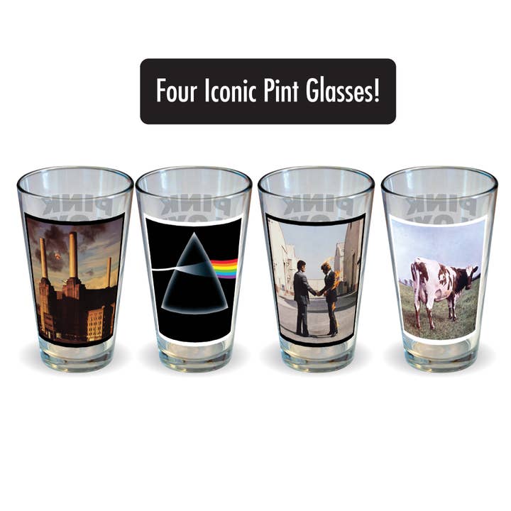 AQUARIUS, GAMAGO, ICUP, & ROCK SAWS by NMR Brands - Wholesale Drinking Glass/Cup - Pink Floyd Album Covers Drinking Glass Set (4-Pack / 16oz)1