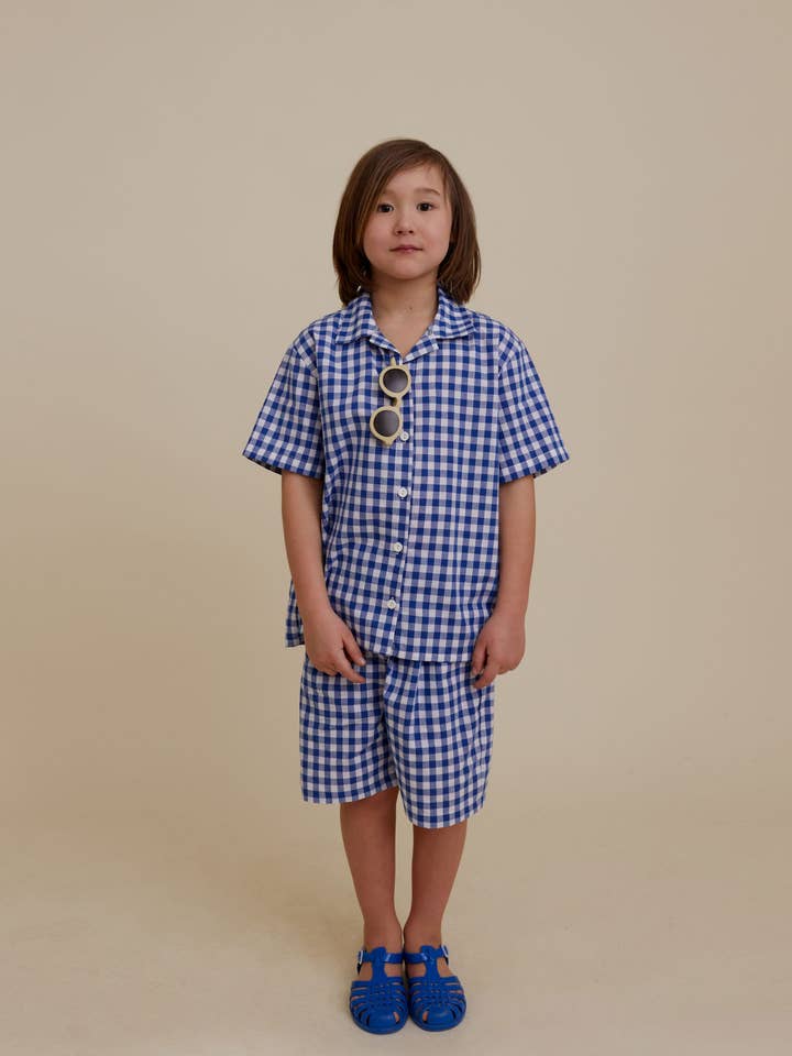 Korte geruite katoenshorts voor wholesale door OXOX CLUB