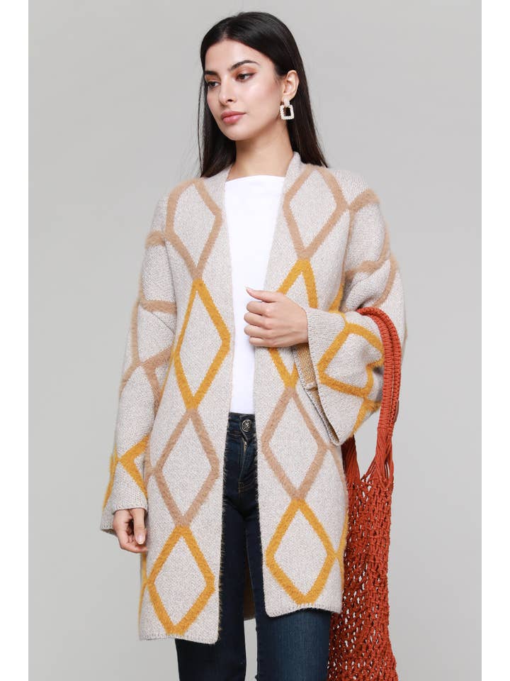 Taupe ST#FCL1170SW Oversize sweater cardigan for wholesale on Faire