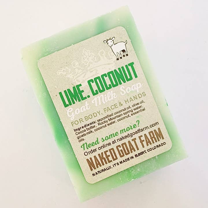 Goat Milk Soap Lime Coconut for wholesale by Naked Goat Farm Ltd.